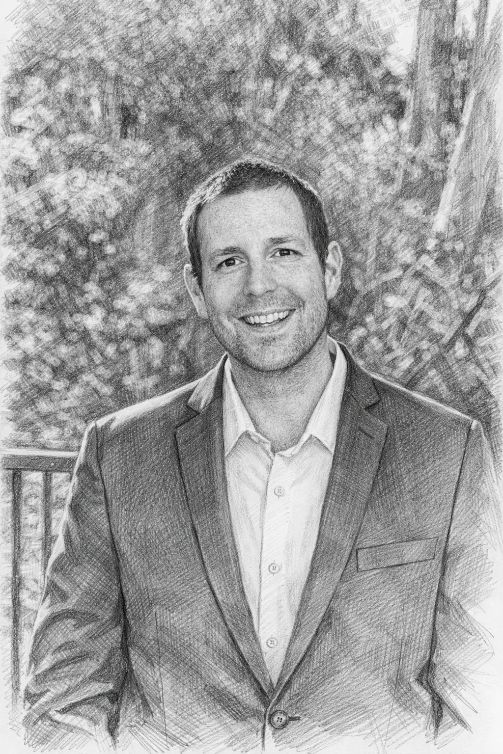 Pencil-sketch portrait of Beau Lewis